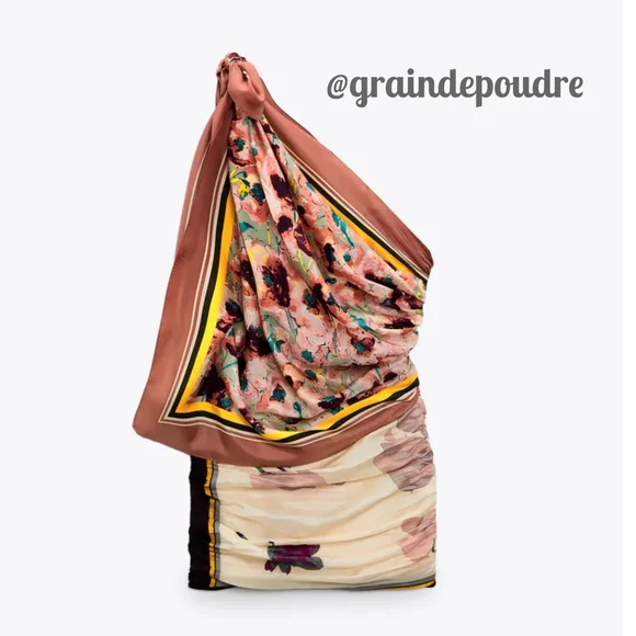 Rare Zara Blogger Limited Edition 3-in-1 Silk Print One-Shoulder Mini Dress M - Picture 4 of 6